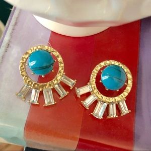Gold and Turquoise Stud Earrings